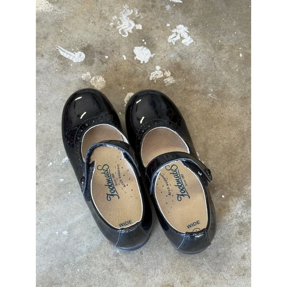 Footmates Emma Black Patent Leather Mary Jane Shoes Kids Size 1 Wide EMMA-3106